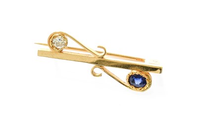 Lot 407 - An 18 Carat Gold Sapphire and Diamond Brooch,...