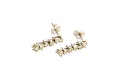 Lot 395 - A Pair of 18 Carat Gold Diamond Drop Earrings,...