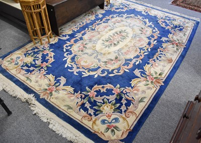 Lot 1022 - Chinese Carved Carpet, the mid-blue field with...