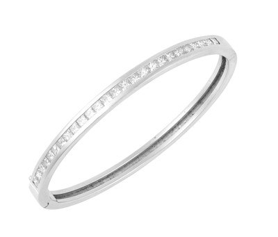 Lot 2243 - An 18 Carat White Gold Diamond Bangle the...