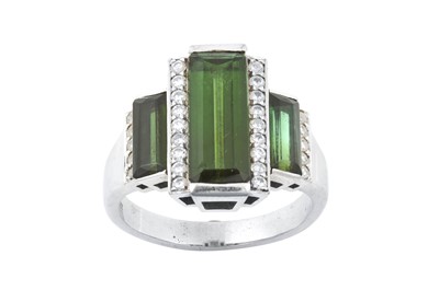 Lot 2286 - An 18 Carat White Gold Green Tourmaline and...