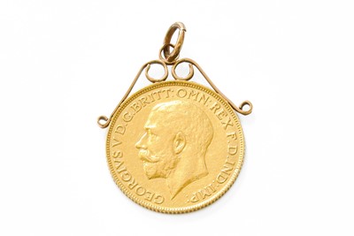 Lot 398 - George V, Sovereign 1911; mounted as a pendant...