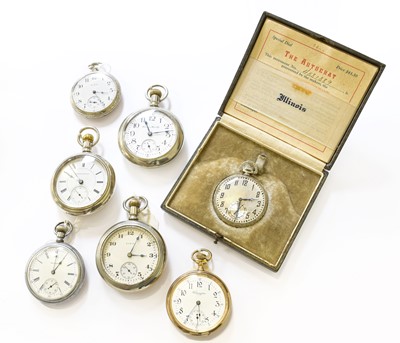 Lot 395 - A 14 Carat Gold Filled Illinois Pocket Watch,...