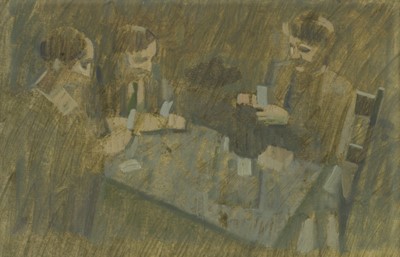 Lot 638 - Michael Upton (1938–2002) "Card Players" Oil...