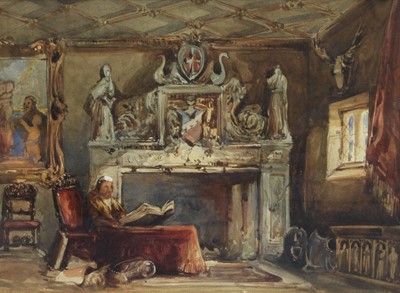 Lot 1048 - George Cattermole (1800-1868) Interior scene...