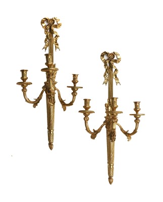 Lot 140 - A Pair of French Gilt-Metal Wall Sconces, in...