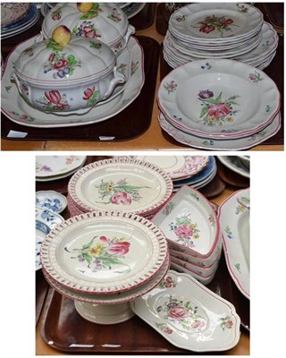 Lot 182 - Three trays including a 19th century French pot dessert service and a Copeland's part dinner...
