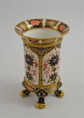 Lot 186 - A Royal Crown Derby vase on gilt feet, 16.5cm