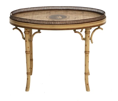 Lot 891 - A Regency-Style Cream-Painted Oval Side Table,...