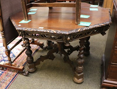 Lot 1334 - A Victorian Octagonal Oak Centre Table, 108cm...