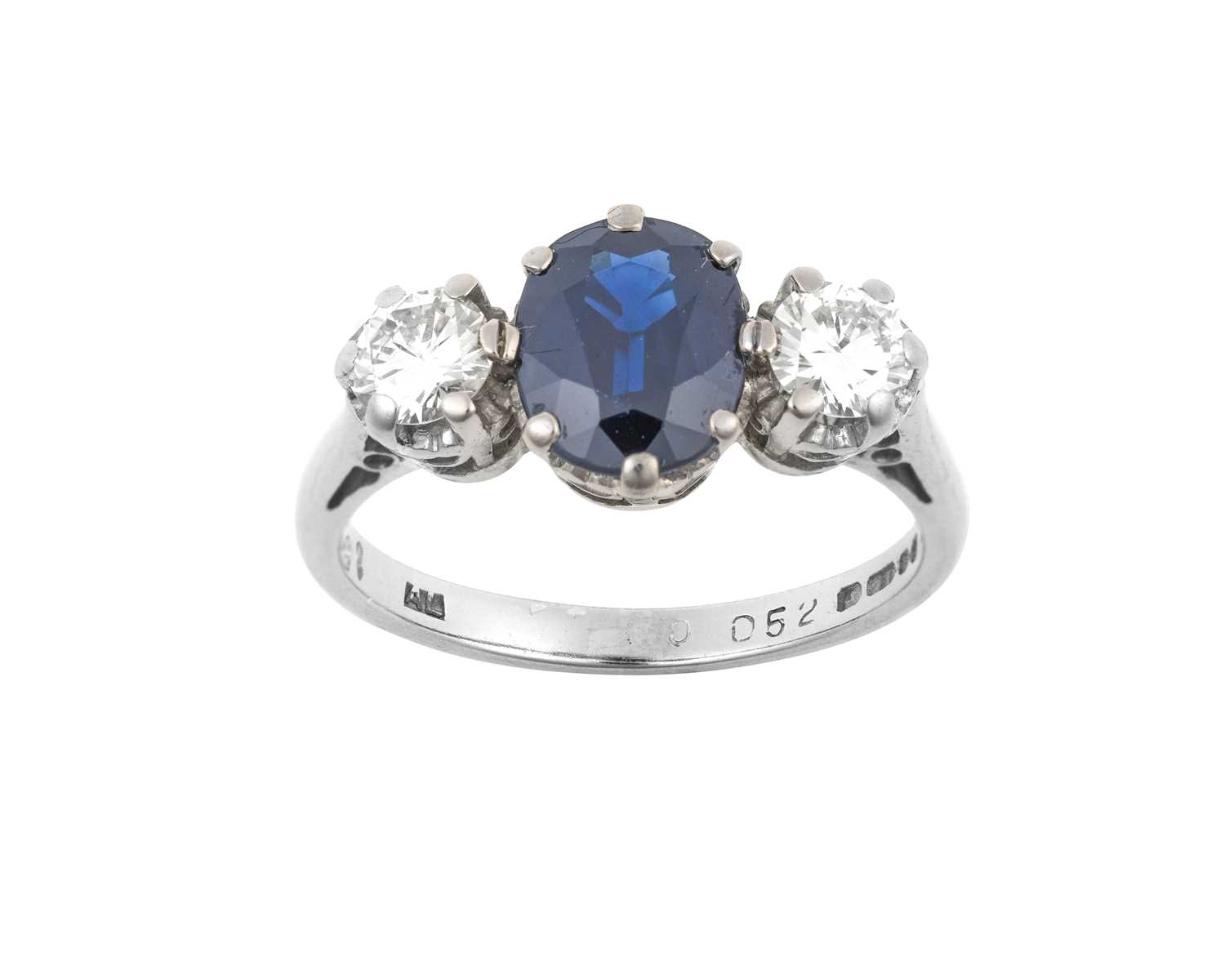 Lot 2166 - An 18 Carat White Gold Sapphire and Diamond...