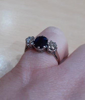 Lot 2166 - An 18 Carat White Gold Sapphire and Diamond...