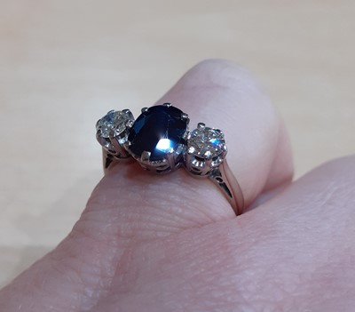 Lot 2166 - An 18 Carat White Gold Sapphire and Diamond...