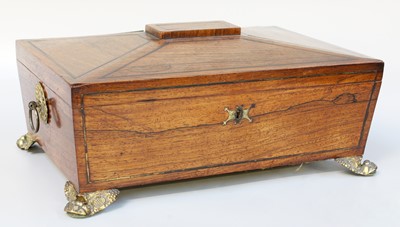 Lot 301 - A Regency Rosewood Brass-Inlaid Work Box