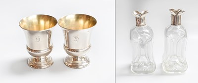 Lot 33 - A Pair of Victorian Silver Mounted Decanters...