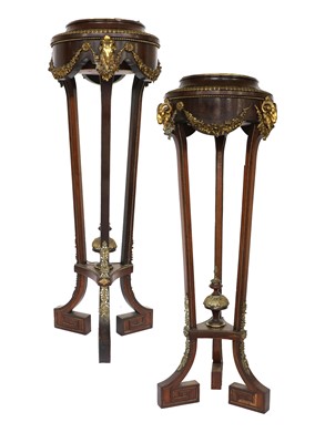 Lot 328 - A Pair of Mahogany and Gilt Metal Torchere...