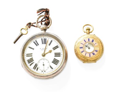 Lot 456 - A Lady's 18 Carat Gold Half Hunter Fob Watch,...