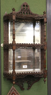 Lot 1406 - A Mahogany Chippendale Style Shelf Mirror,...