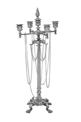 Lot 2257 - A Victorian Silver Plate Four-Light Candleabrum