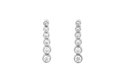 Lot 2270 - A Pair of Platinum Diamond 'Jazz' Earrings, by...