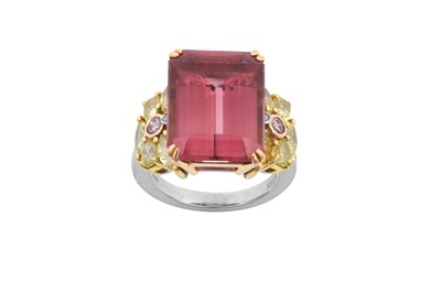 Lot 2276 - A Platinum Pink Tourmaline and Diamond Ring,...