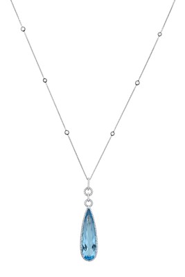 Lot 2279 - An 18 Carat White Gold Aquamarine and Diamond...