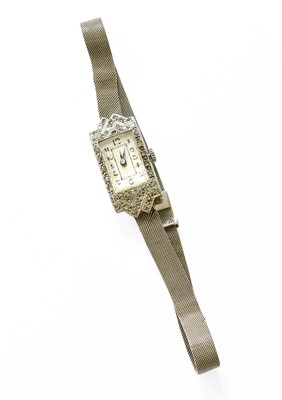 Lot 457 - A Lady's 18 Carat Gold Diamond Set Wristwatch,...