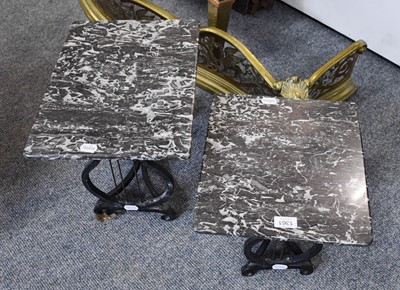 Lot 1361 - Two Marble Top and Lyre End Side Tables, the...