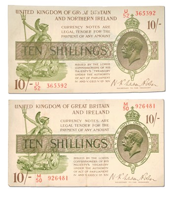 Lot 430 - 2x Treasury Issue, 10 Shillings, both Warren...