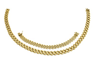 Lot 364 - A 9 Carat Gold Brick Link Necklace and...