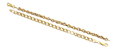 Lot 366 - A 9 Carat Gold Double Curb Link Bracelet,...