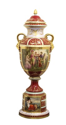 Lot 106 - A Vienna-Style Porcelain Vase, Cover and Stand,...