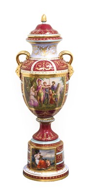 Lot 106 - A Vienna-Style Porcelain Vase, Cover and Stand,...