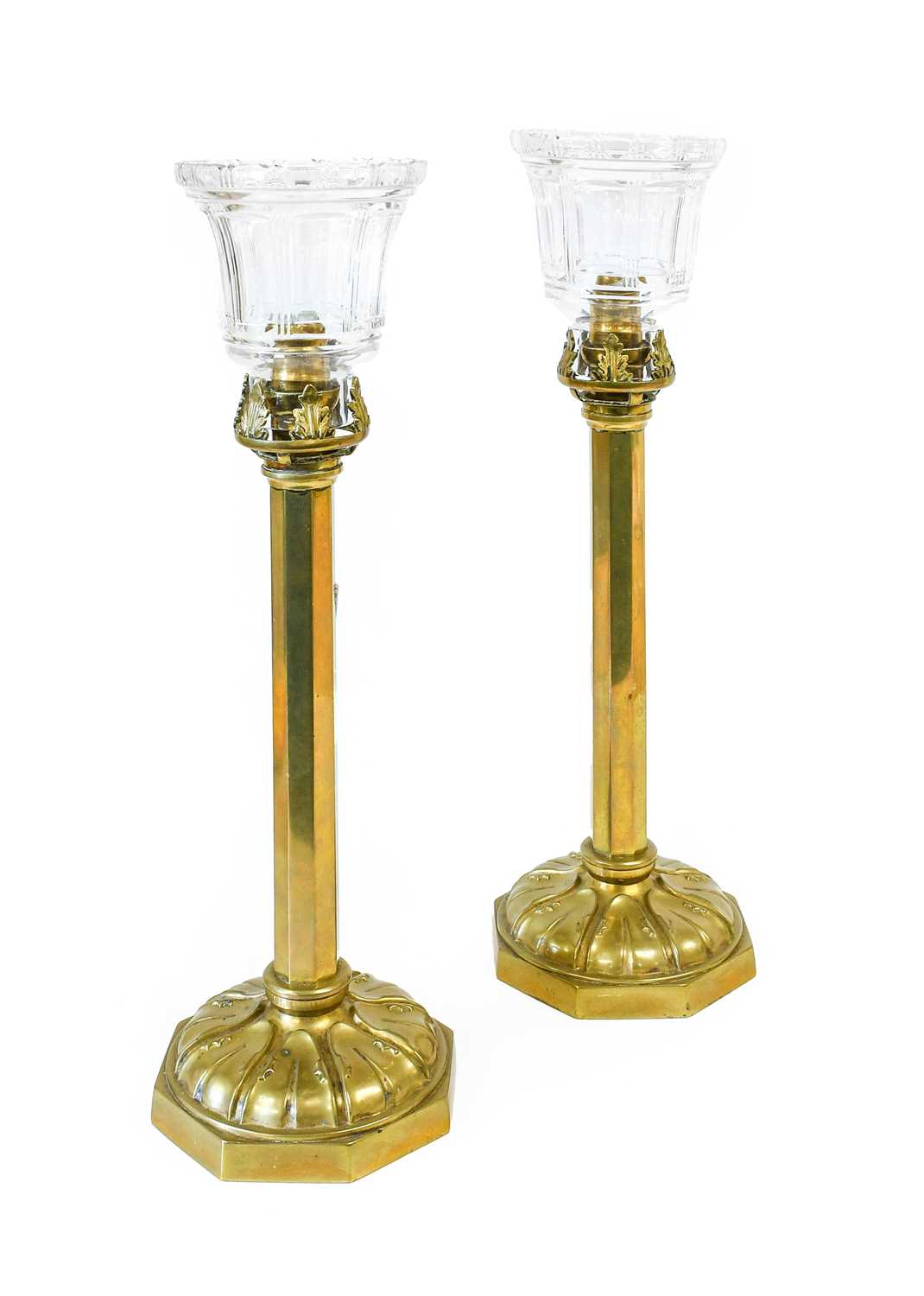 Lot 241 - A Pair of Brass Spring-Loaded Candlesticks,