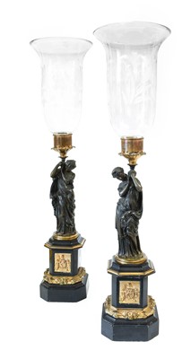 Lot 149 - A Pair of French Gilt and Patinated Bronze...