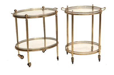 Lot 820 - A Mid-20th Century Two-Tier Brass and Glass...