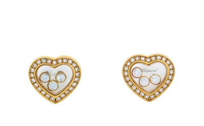 Lot 2268 - A Pair of 'Happy Diamond' Earrings, by Chopard...