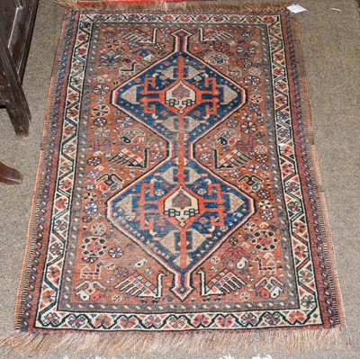 Lot 1019 - Pair of Saroukh Mats, each with a brick red...