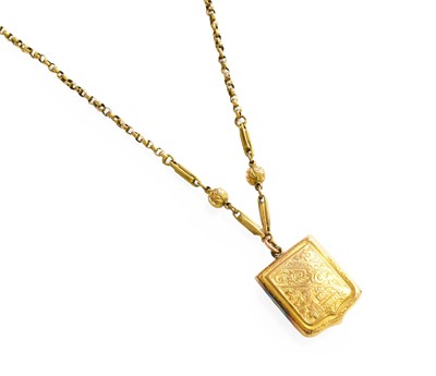 Lot 368 - A 9 Carat Gold Locket on Chain, the shield...