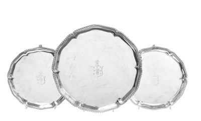 Lot 197 - A George III Silver Salver and a Pair of Waiters En Suite