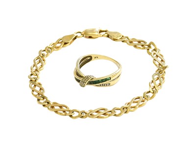 Lot 323 - A 9 Carat Gold Fancy Link Bracelet, length...