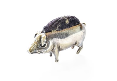 Lot 445 - A Silver Pin-Cushion, in the form of a pig,...