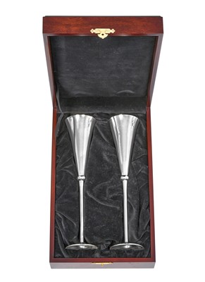 Lot 2296 - A Cased Pair of Elizabeth II Silver Champagne-Flutes