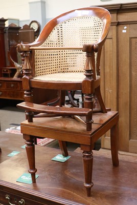 Lot 1336 - A Child's High Chair, with canework seat and back