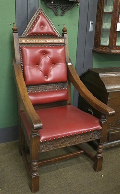 Lot 1407 - An Elizabeth II Oak and Leather-Mounted...