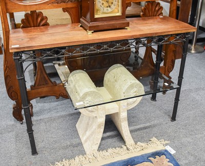 Lot 1255 - A Modern Plank Top Console Table, on wrought...
