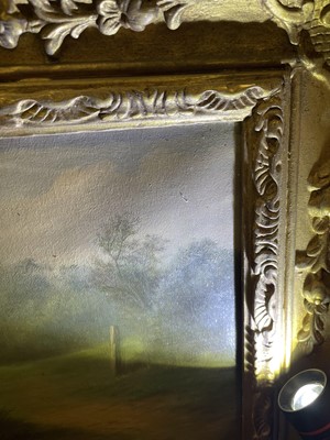 Lot 319 - Edgar Hunt (1876-1953) Farmyard pond with...