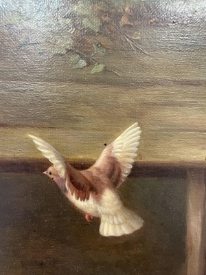 Lot 319 - Edgar Hunt (1876-1953) Farmyard pond with...