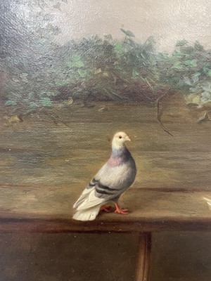 Lot 319 - Edgar Hunt (1876-1953) Farmyard pond with...