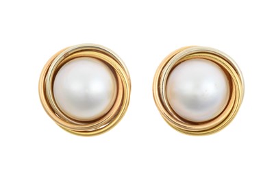 Lot 2030 - A Pair of 18 Carat Gold Mabe Pearl Earrings...